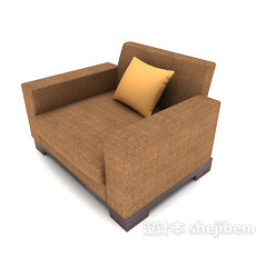 家居简约棕色方形单人沙发3d模型下载