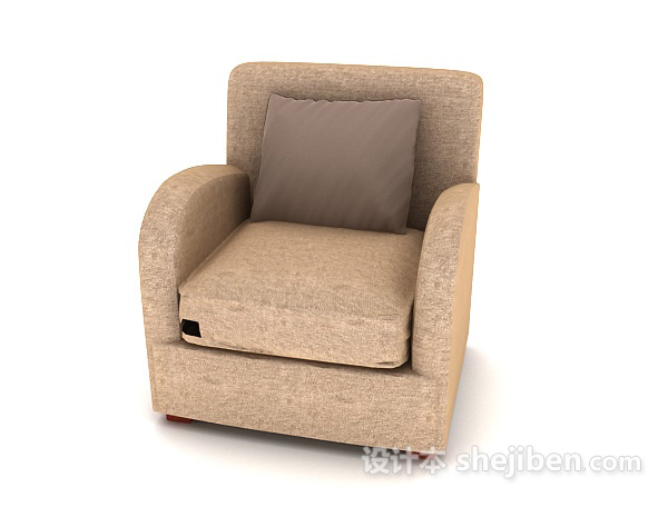 简约方形棕色单人沙发3d模型下载