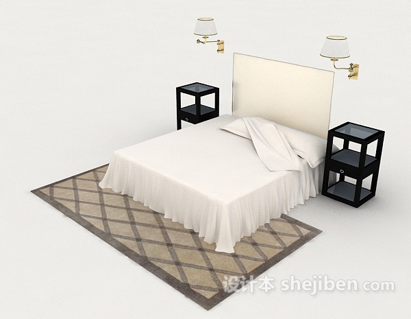 欧式简单床3d模型下载