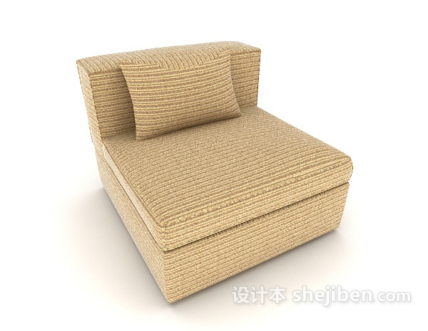 免费浅棕色方形单人沙发3d模型下载