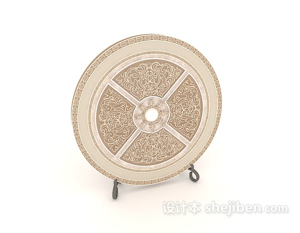 中式风格中式瓷盘装饰3d模型下载