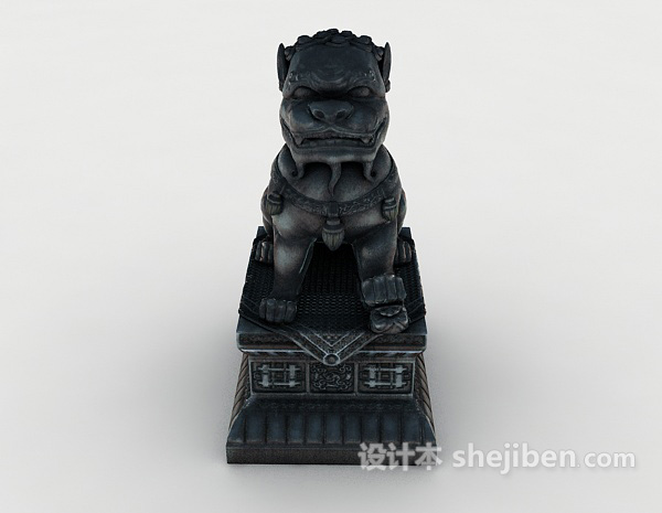 中式风格中式狮子雕塑3d模型下载