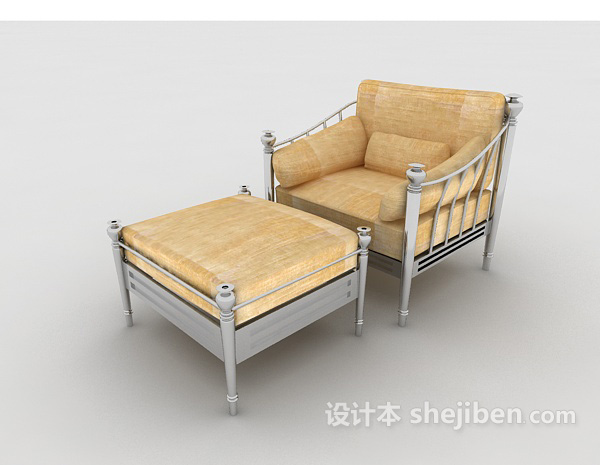 个性家居黄色单人沙发3d模型下载