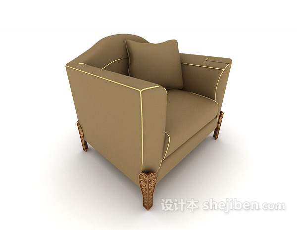 欧式家居简约棕色单人沙发3d模型下载