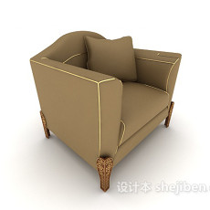 欧式家居简约棕色单人沙发3d模型下载