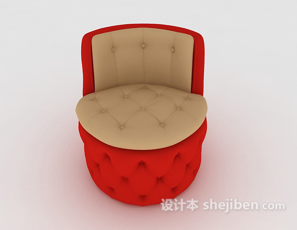 免费欧式个性红色单人沙发3d模型下载