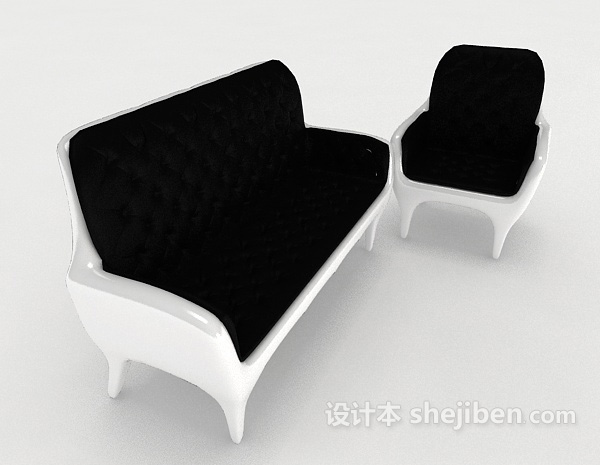 欧式简单黑白组合沙发3d模型下载