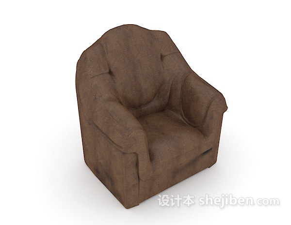 深棕色单人沙发3d模型下载