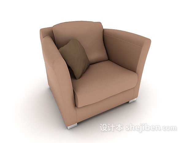 免费浅棕色单人沙发3d模型下载