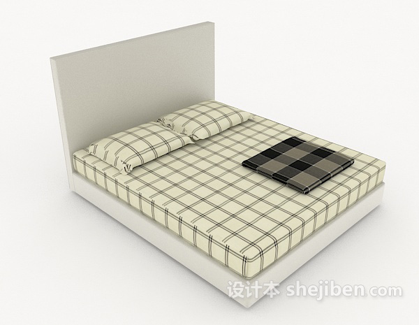 格纹双人床3d模型下载