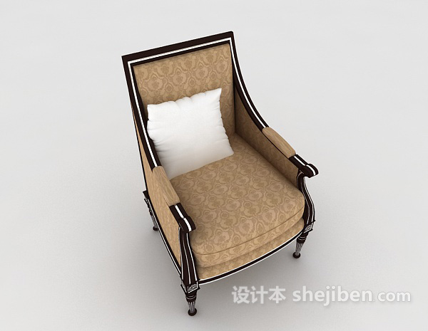 欧式风格欧式棕色家居单人沙发3d模型下载