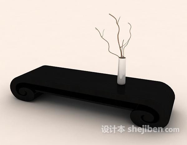 免费黑色中式茶几3d模型下载