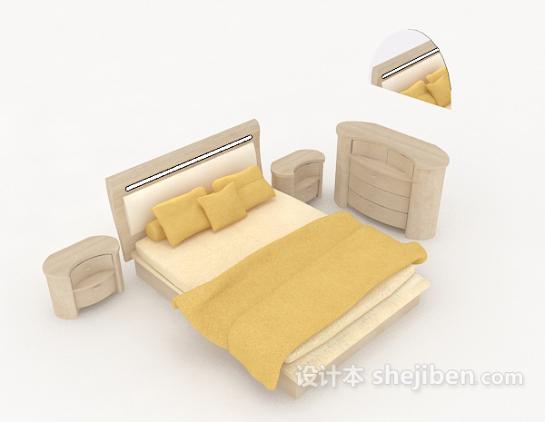 现代简单床3d模型下载