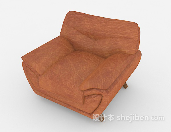 免费家居棕色皮质单人沙发3d模型下载
