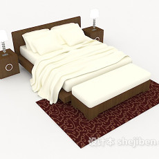 新中式风格实木双人床3d模型下载