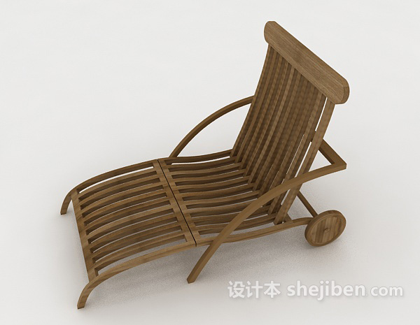 免费简约休闲木躺椅3d模型下载