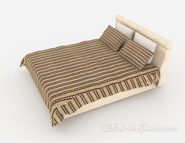 免费居家条纹双人床3d模型下载