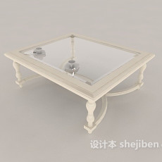 现代白色玻璃茶几3d模型下载