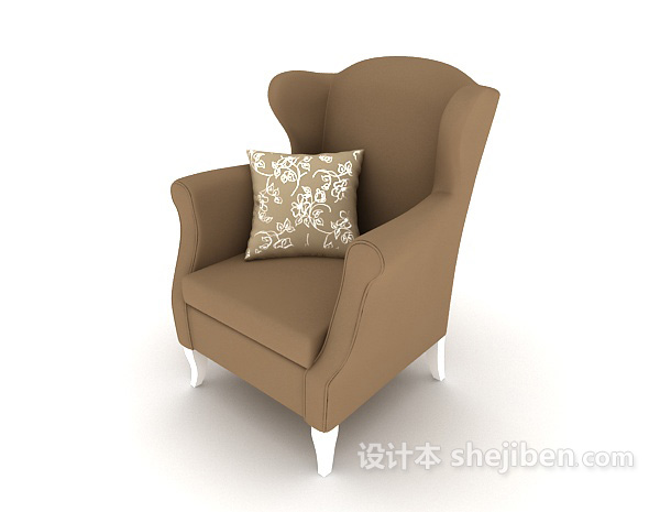 欧式简约棕色家居单人沙发3d模型下载