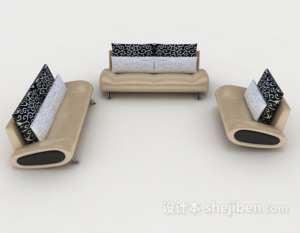 现代风格家居简单组合沙发3d模型下载