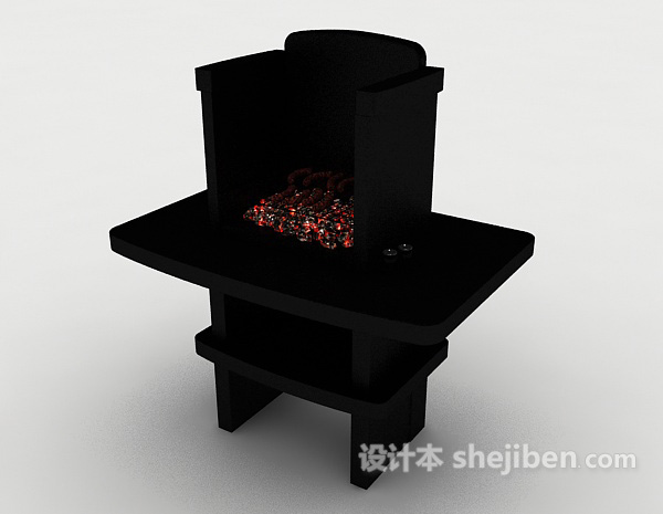 免费黑色烤炉3d模型下载