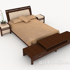 家居简式双人床3d模型下载