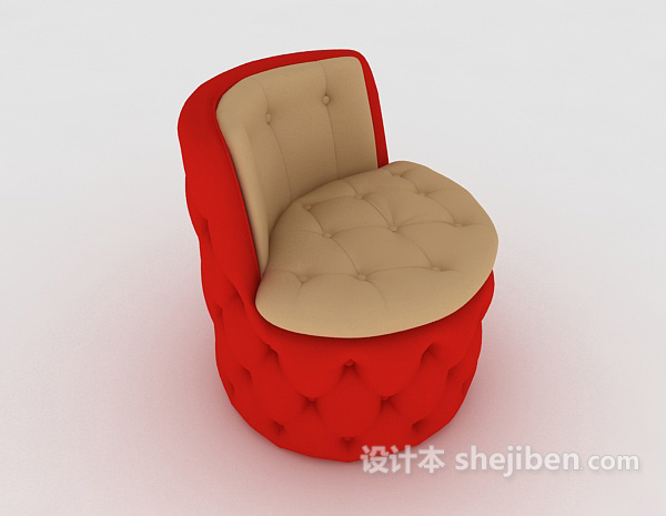 设计本欧式个性红色单人沙发3d模型下载