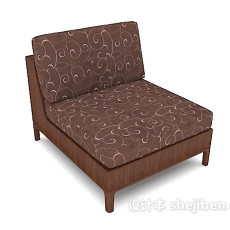 家居花纹棕色单人沙发3d模型下载