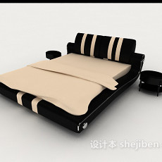 黑棕色双人床3d模型下载