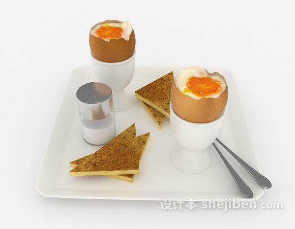 设计本鸡蛋面包早藏3d模型下载