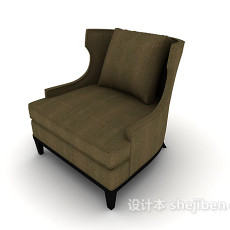 欧式简约灰棕色单人沙发3d模型下载