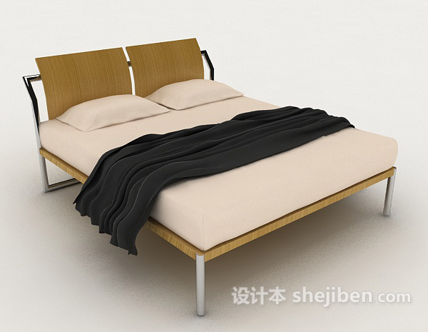 现代风格家居简约休闲双人床3d模型下载