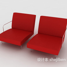 红色简单家居沙发3d模型下载