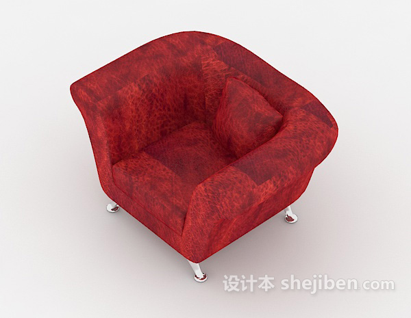 设计本暗红色现代单人沙发3d模型下载