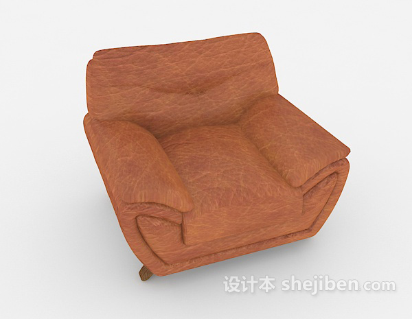 家居棕色皮质单人沙发3d模型下载
