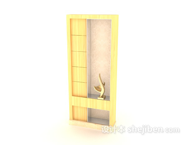 设计本简约黄色木质柜3d模型下载