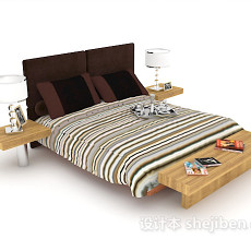 现代家庭式双人床3d模型下载