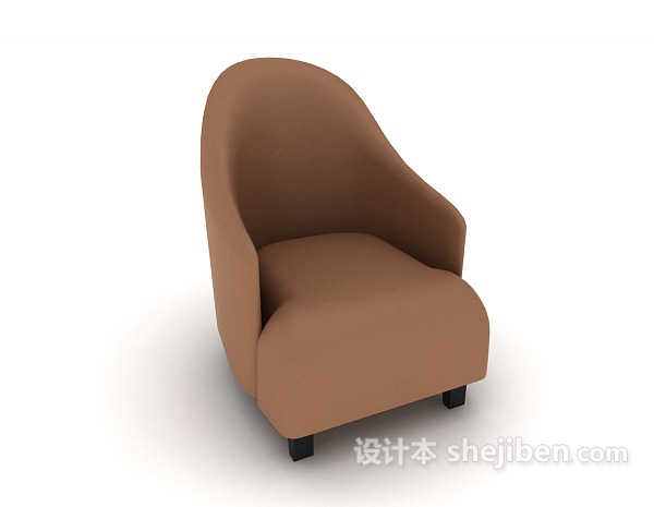 免费棕色木质单人沙发3d模型下载