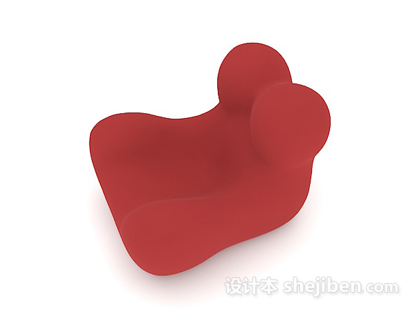 设计本现代简约个性红色单人沙发3d模型下载