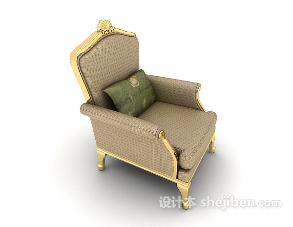 设计本欧式简约沙发椅3d模型下载