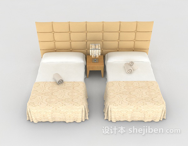 现代风格现代简约单人床3d模型下载