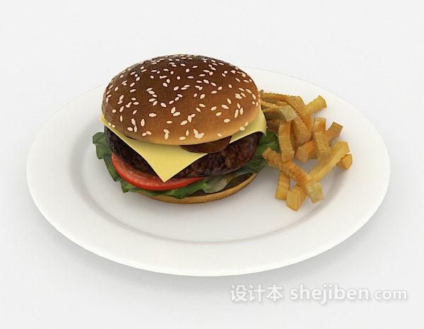 汉堡3d模型下载