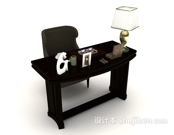 设计本个性木质书桌3d模型下载