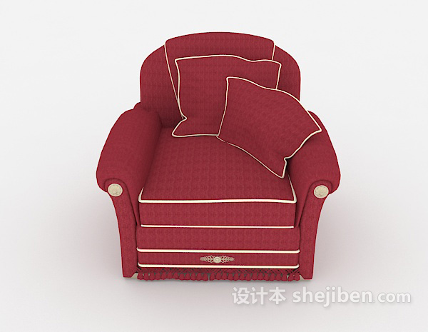 免费家居暗红色单人沙发3d模型下载
