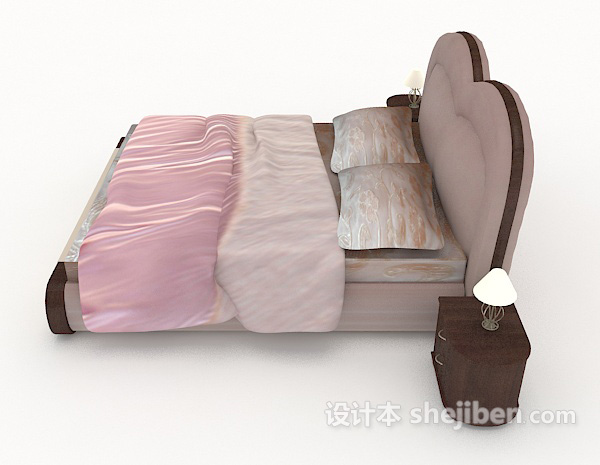 设计本欧式系简单双人床3d模型下载