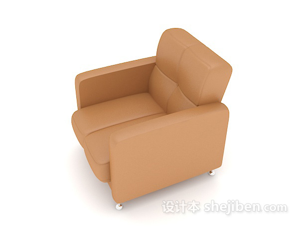 设计本棕色休闲单人沙发3d模型下载