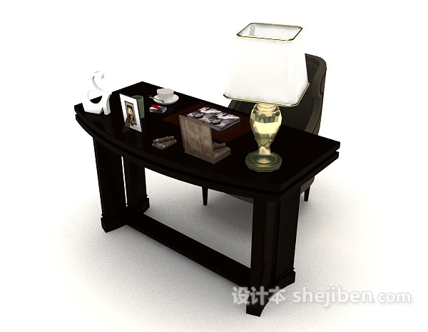 现代风格个性木质书桌3d模型下载