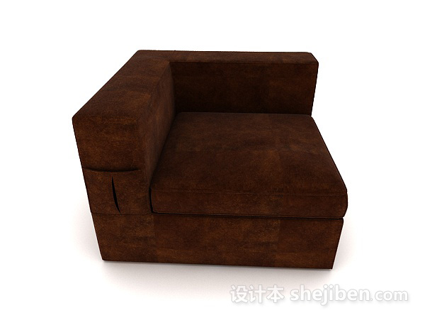 设计本方形简约休闲深棕色单人沙发3d模型下载