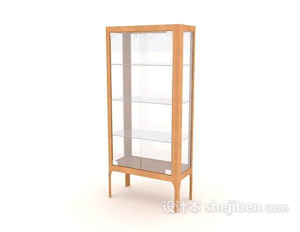 设计本简单木质书柜3d模型下载