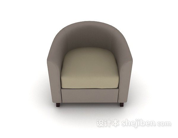 免费简约休闲灰色单人沙发3d模型下载